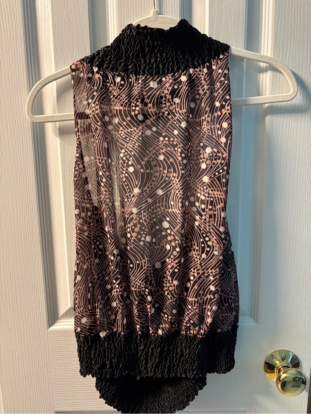 bebe Black and Dusty Pink Abstract Sheer Halter Top - Picture 2 of 4